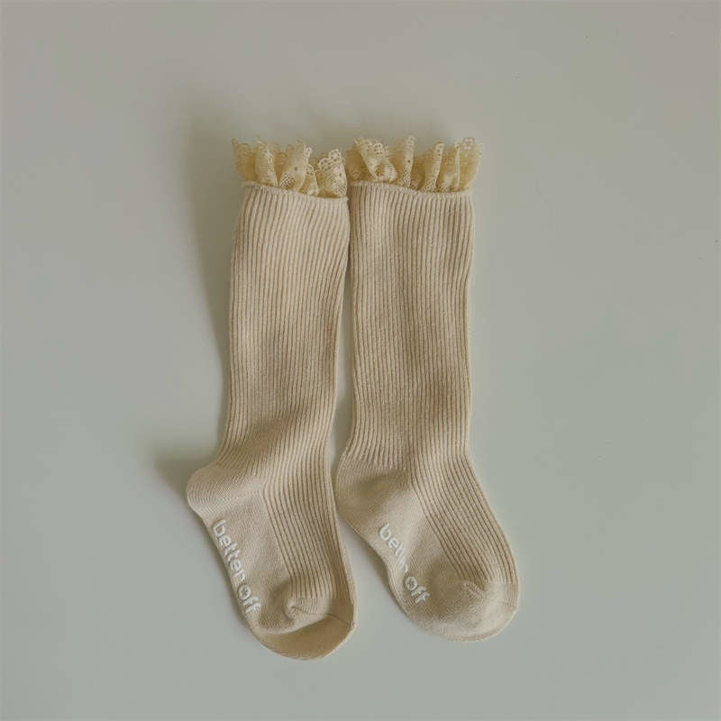 Girls Princess Socks Lace Edge Beige S(1-3Y)