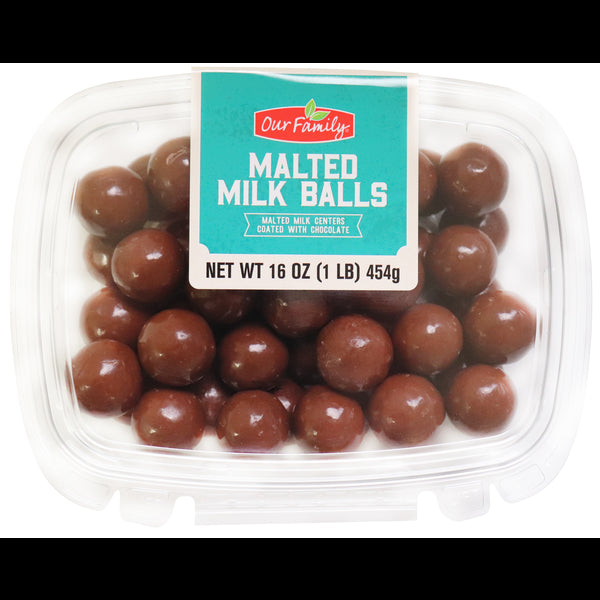 Our Family Malted Milk Balls Candy Tub 16oz