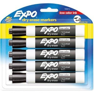 Expo Dry Erase Markers -5 pack Black Chisel Tip
