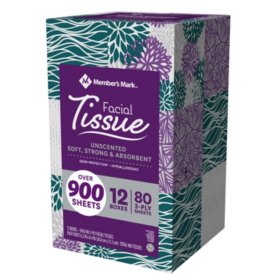 Members Mark Facial Tissue 12 Cube boxes of 80 3-Ply