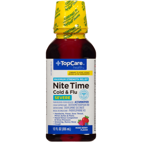 Top Care Severe Cold & Flu Night Time Liquid 12oz