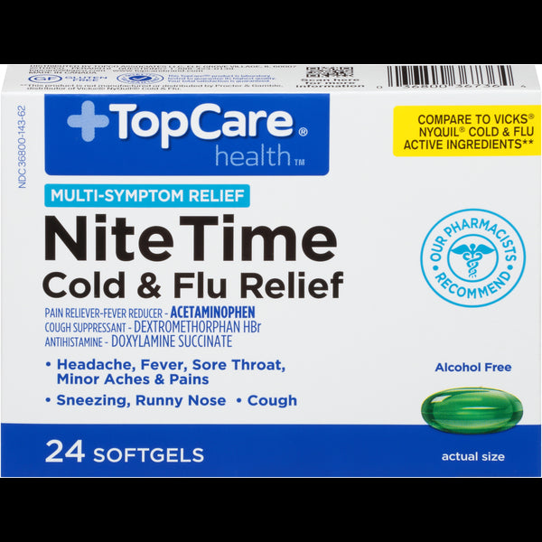 Topcare Nitetime Cold & Flu Relief Softgels 24 pack