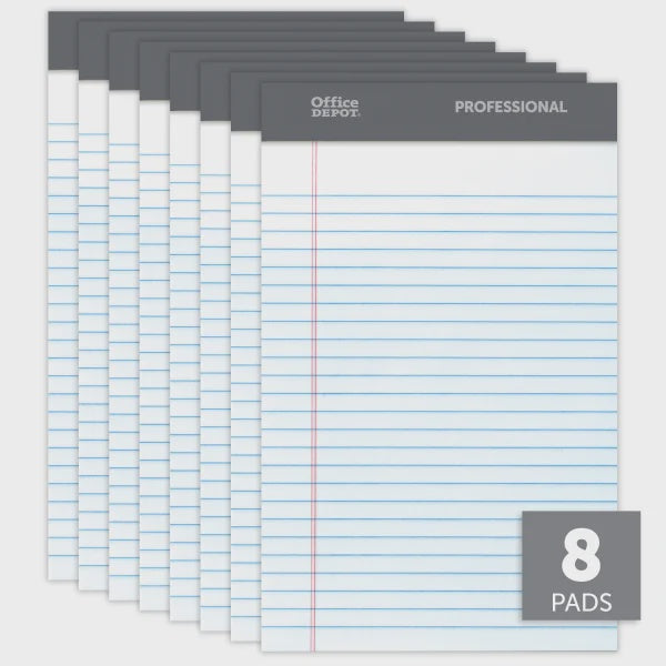 Office Depot Writing Pads 5 x 8  -8 Pack