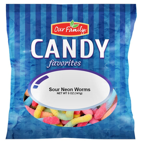 Our Family Sour Neon Gummy Worms 6.5oz