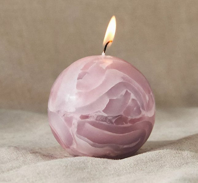 Pink Marbled Sphere Candle