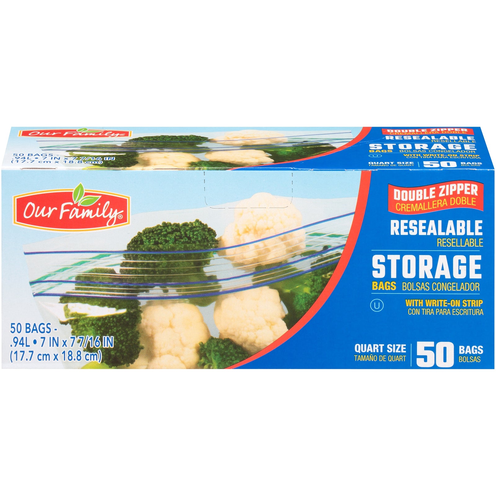 Our Family Storage Bags Quart Size 50ct