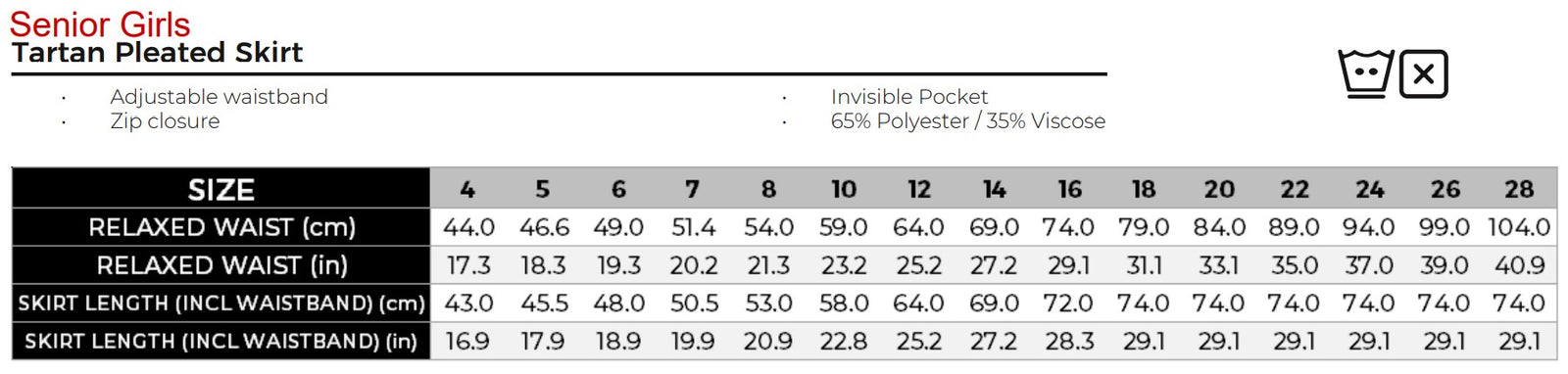 Uniforms - Pleated Skirt Tartan Senior