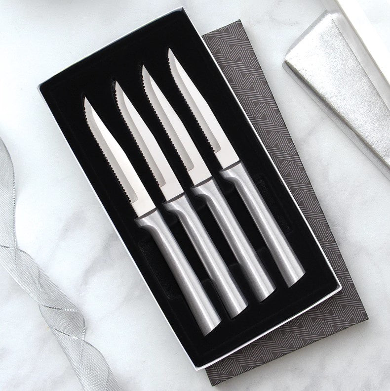 Rada Set of 4 Serrated Steak Knives Silver Handle