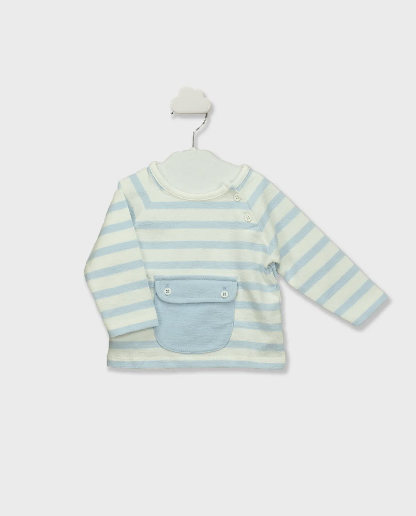 Babidu Striped Sweatshirt with Pocket Light Blue 6m