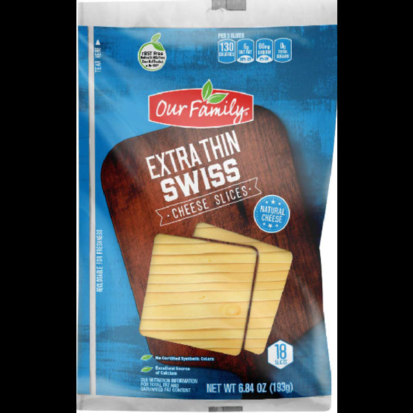 Our Family Cheese Sliced  Swiss Extra Thin 6.8oz