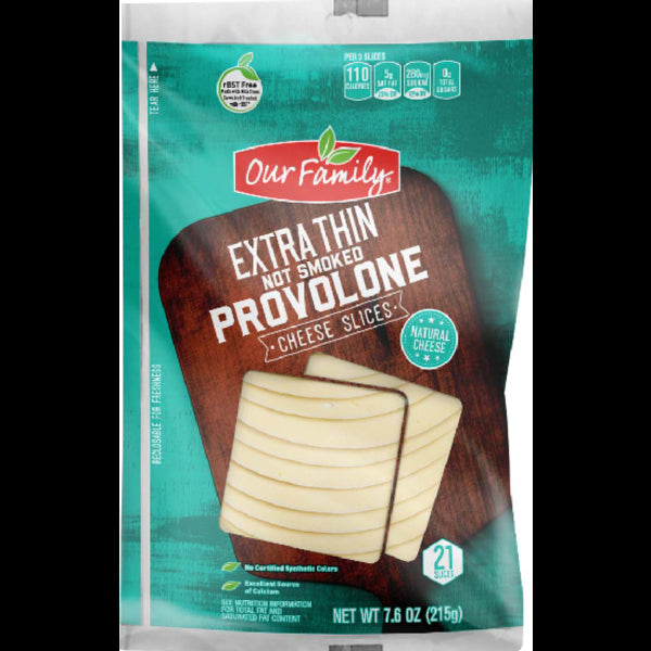 Our Family Cheese Sliced Provolone Extra Thin  7.6oz