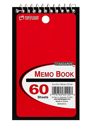 Top Flight 3x5 Memo Book 60 sheets