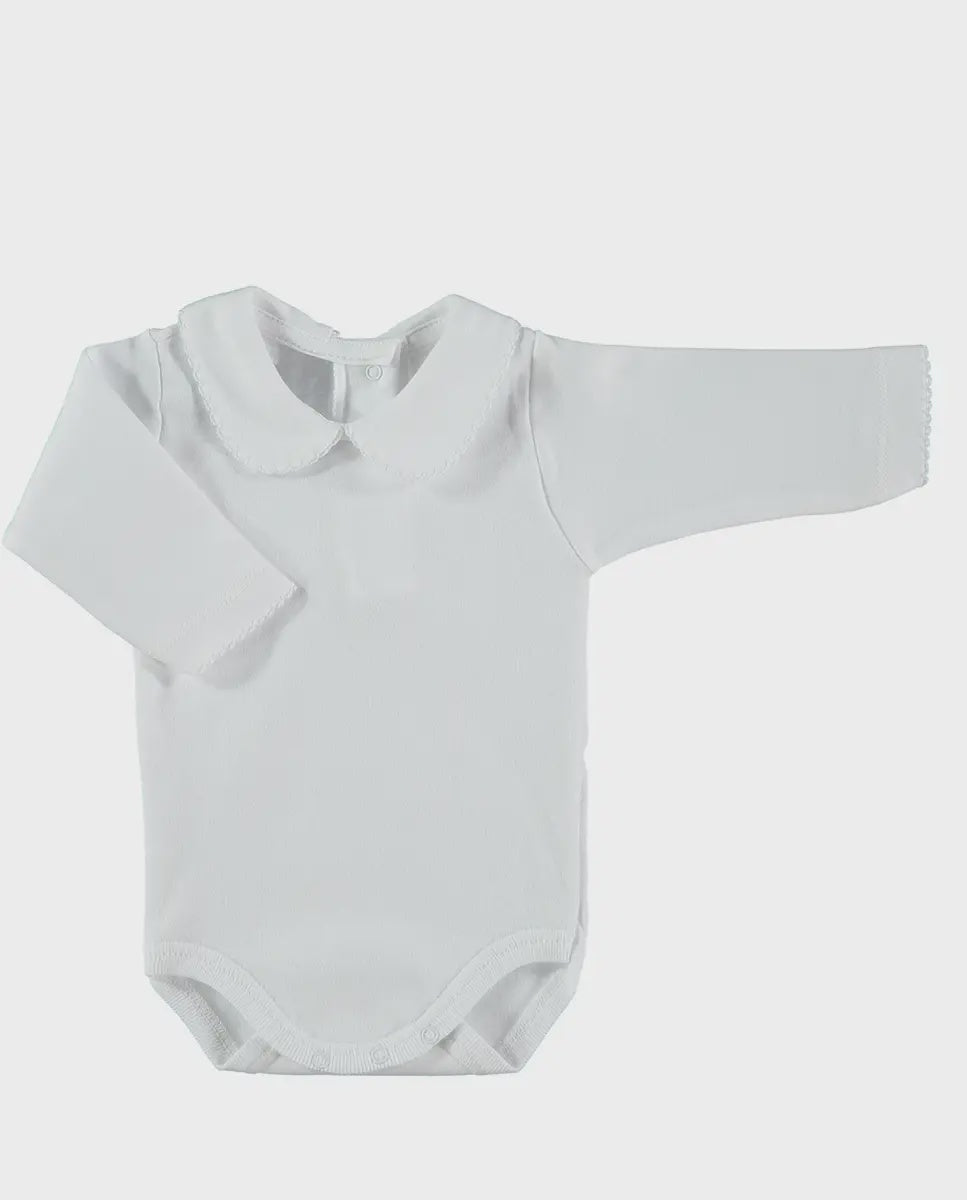 Babidu Baby Bodysuit with Peter Pan Collar White