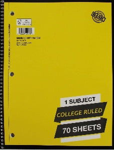 Norcom 1 Subject College Ruled Spiral Notebook 70 sheets